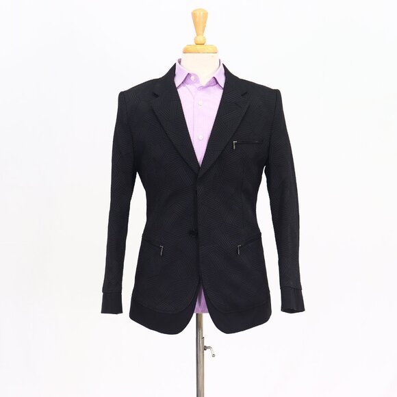 Emporio Armani 38R Black Blazer Sport Coat Jacket 2-Button Solid T376 - Picture 1 of 11